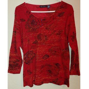Club Z Collection Red Shirt w/Sequins, Size 2X